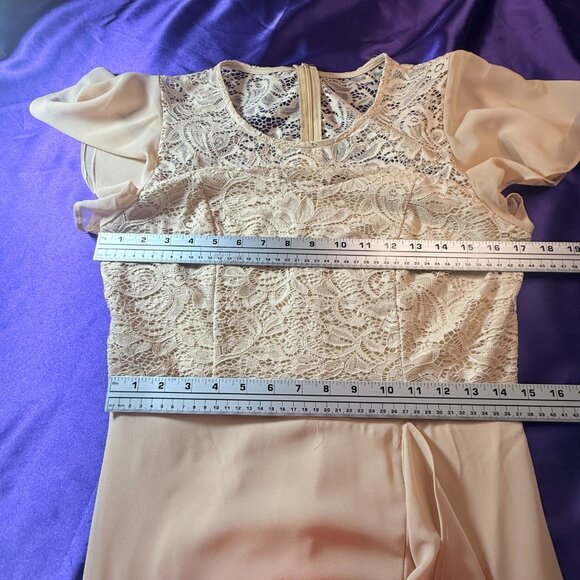 📌Bery Love Champagne Wedding Guest -  Cocktail - Prom - Formal Dress With Lace - Picture 11 of 15